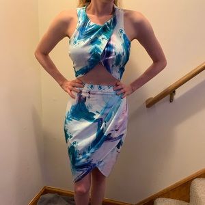 New Showpo Two Piece Abstract Dress Size 8AU